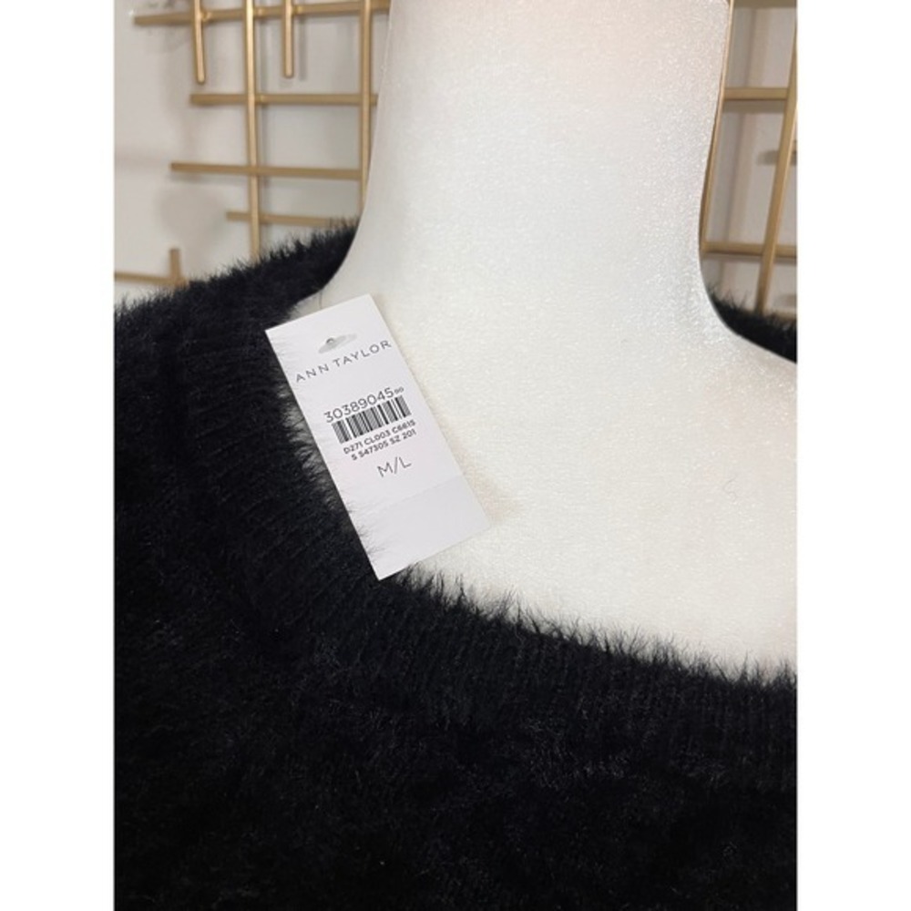 Ann Taylor Womens‎ Medium Large  Fuzzy Knit Pullover Poncho Color Block M/L New - Picture 5 of 9